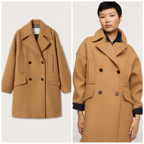 Mango Oversized 75% Wool Short Coat New - Picture 1 of 7